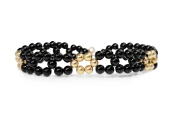 14ct Yellow Gold and Onyx Bead Bracelet