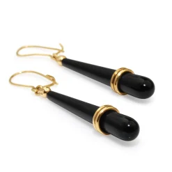 18ct Yellow Gold and Onyx Drop Earrings