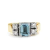 18ct Yellow Gold and Palladium Aquamarine and Diamond Ring