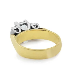 18ct Yellow Gold and Palladium Aquamarine and Diamond Ring