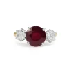 18ct Yellow Gold and Platinum 3 Stone Treated Ruby and Diamond Ring