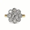 18ct Yellow Gold and Platinum Old Cut Diamond Daisy Ring