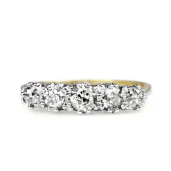 18ct Yellow Gold and Platinum Antique Old Cut Diamond 5 Stone Ring
