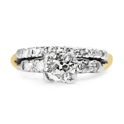 14ct Yellow Gold and Platinum Old Cut Diamond Ring Set With Arthritic Band