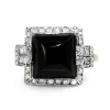 18ct Yellow Gold and Platinum Antique Onyx and Rose Cut Diamond Ring