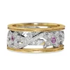 18ct Yellow Gold and Platinum Pink Sapphire and Diamond Band