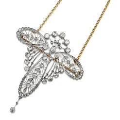 18ct Yellow Gold and Platinum Belle Epoque Old Cut Diamond Brooch / Necklace