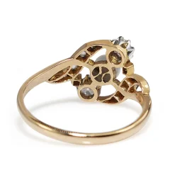 18ct Yellow Gold and Platinum Antique Pearl and Old Cut Diamond Ring