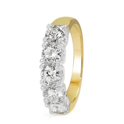 18ct Yellow Gold and Platinum 5 Stone Diamond Ring