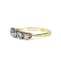 18ct Yellow Gold and Platinum Antique 5 Stone Old Cut Diamond Ring