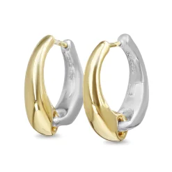 18ct Yellow Gold and Silver George Jenson Hoop Earrings