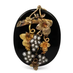 14ct Yellow Gold and Silver Victorian Brooch / Pendant with Pearls