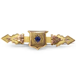 9ct Yellow Gold and Silver Antique Paste Shield Brooch