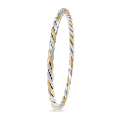 9ct Yellow Gold and Silver Twist Bangle