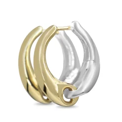 18ct Yellow Gold and Silver George Jenson Hoop Earrings