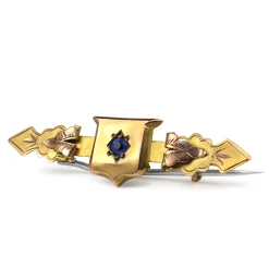 9ct Yellow Gold and Silver Antique Paste Shield Brooch