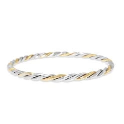 9ct Yellow Gold and Silver Twist Bangle