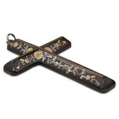 9ct Yellow Gold and Silver Antique Piqué Cross Necklace