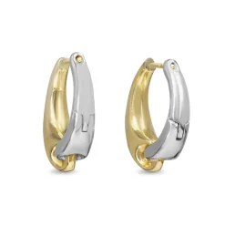 18ct Yellow Gold and Silver George Jenson Hoop Earrings