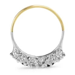 9ct Yellow Gold and Silver Top 5 Stone Sapphire and Diamond Ring