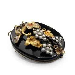 14ct Yellow Gold and Silver Victorian Brooch / Pendant with Pearls