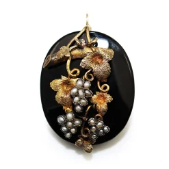 14ct Yellow Gold and Silver Victorian Brooch / Pendant with Pearls