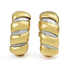 18ct Yellow Gold and Stainless Steel Bvlgari Tubogas Clip On Earrings
