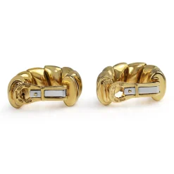 18ct Yellow Gold and Stainless Steel Bvlgari Tubogas Clip On Earrings