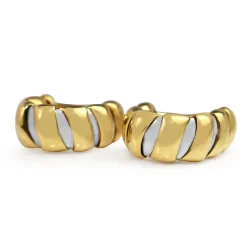 18ct Yellow Gold and Stainless Steel Bvlgari Tubogas Clip On Earrings