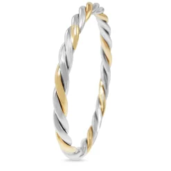 9ct Yellow Gold and Sterling Silver Twist Bangle