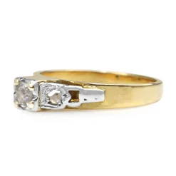 18ct Yellow Gold and White Gold Vintage Old Cut Solitaire Ring