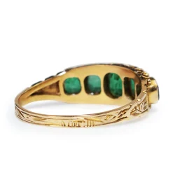 15ct Yellow Gold Antique 5 Stone Green Garnet Ring