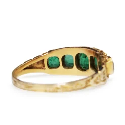 15ct Yellow Gold Antique 5 Stone Green Garnet Ring