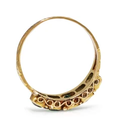 15ct Yellow Gold Antique 5 Stone Green Garnet Ring