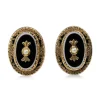 14ct Yellow Gold Antique Agate, Pearl and Enamel Victorian Earrings