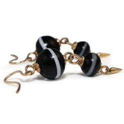 9ct Yellow Gold Antique Agate Drop Earrings