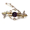 9ct Yellow Gold Antique Amethyst and Pearl Brooch