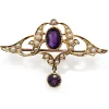 15ct Yellow Gold Antique Amethyst and Seed Pearl Brooch