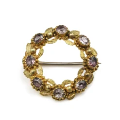 15ct Yellow Gold Antique Amethyst Wreath Brooch