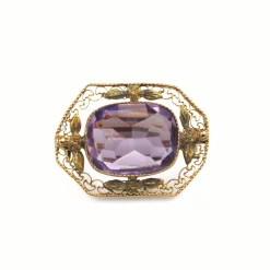 10ct Yellow Gold Antique Amethyst Brooch