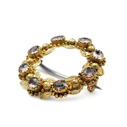 15ct Yellow Gold Antique Amethyst Wreath Brooch
