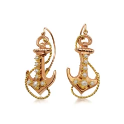 15ct Yellow Gold Antique Anchor Earrings