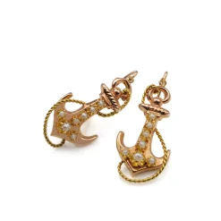 15ct Yellow Gold Antique Anchor Earrings
