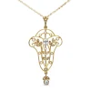 15ct Yellow Gold Antique Aquamarine and Pearl Victorian Necklace