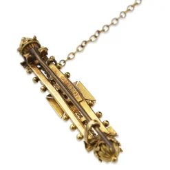 15ct Yellow Gold Antique Bar Brooch With Diamond