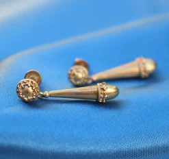 15ct Yellow Gold Antique Baton Style Earrings
