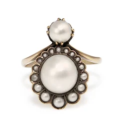 14ct Yellow Gold Antique Belle Époque Pearl Ring
