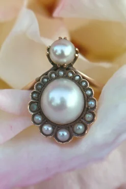 14ct Yellow Gold Antique Belle Époque Pearl Ring
