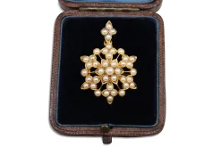 18ct Yellow Gold Antique Boxed Pearl Pendant and Brooch