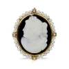 14ct Yellow Gold Antique Cameo and Pearl Brooch / Enhancer
